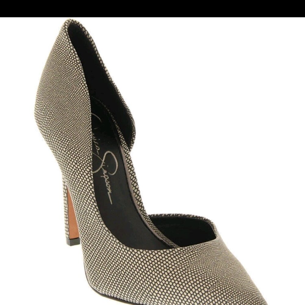 Jessica Simpson Claudette d'Orsay pointed-toe pumps in a black and silver sz 10